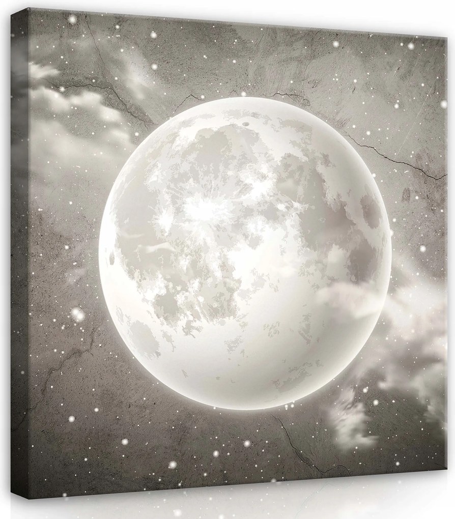 Vászonkép 80x80 Hold éjszaka ég kozmosz csillagok felhők nyugalom