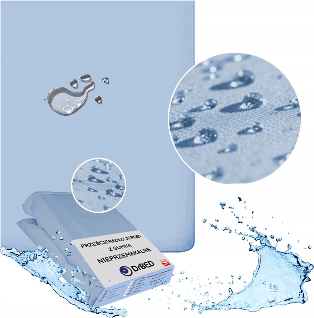 Jersey gumis lepedő 120 x 200 Vízhatlan Kék Lengyel