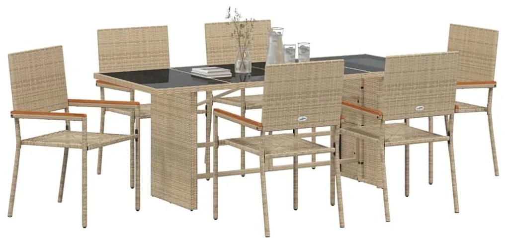 Kert étkező szett 7 pcs Bézs 190 x 80 x 75 cm polirattan
