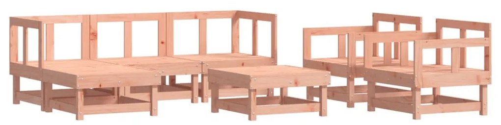 7 részes tömör duglászfenyő kerti társalgószett párnákkal