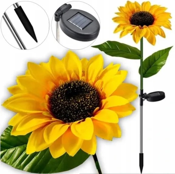 Kerti Dekoratív Napelemes Lámpa Beszúrható Napraforgó 70CM Erkély Kert