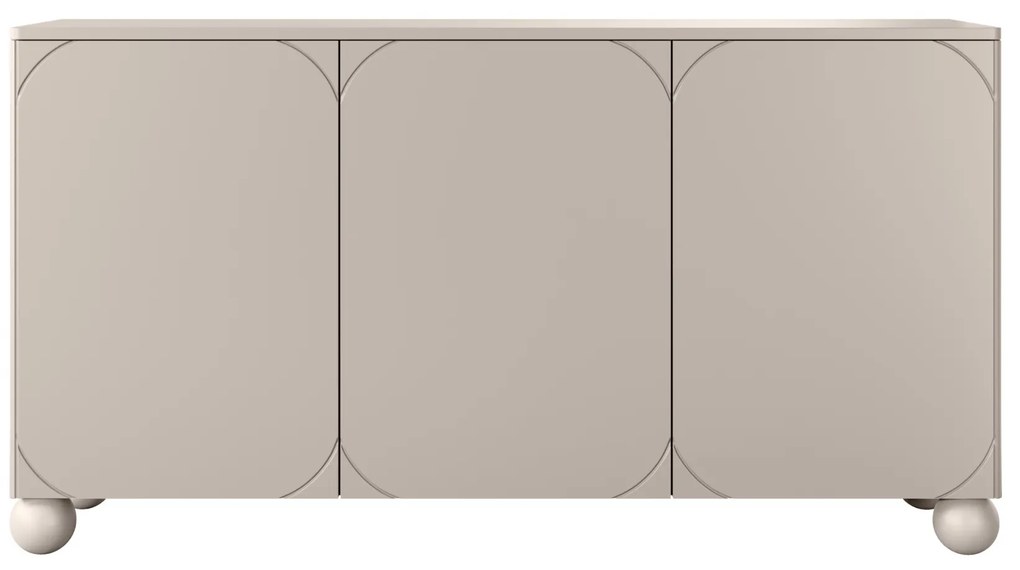 Sonatia II háromajtós komód, négy rejtett fiókkal - 150 cm - kasmír