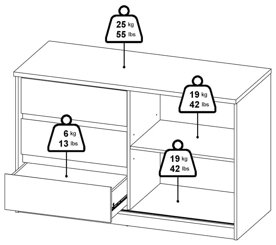 Natúr színű komód tolóajtóval tölgyfa dekorral 119x76x50 cm Naia – Tvilum
