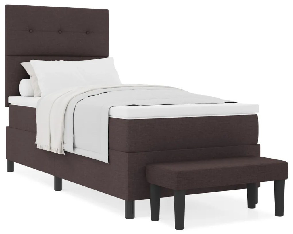 Box Spring Ágy Matraccal és Padlóval Sötétbarna 80x200 cm Szövet