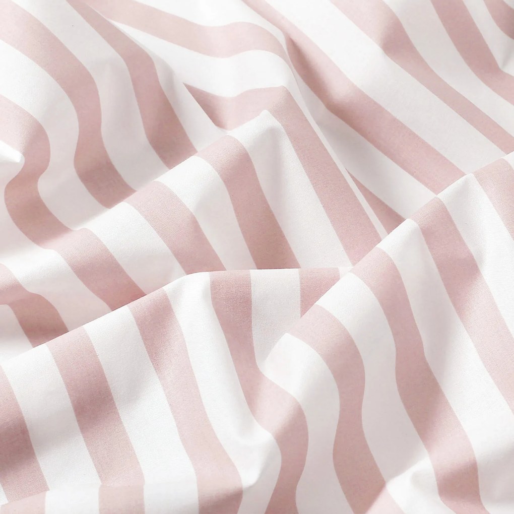 Goldea pamut ágyneműhuzat - púderrózsaszín csíkos 240 x 220 és 2db 70 x 90 cm