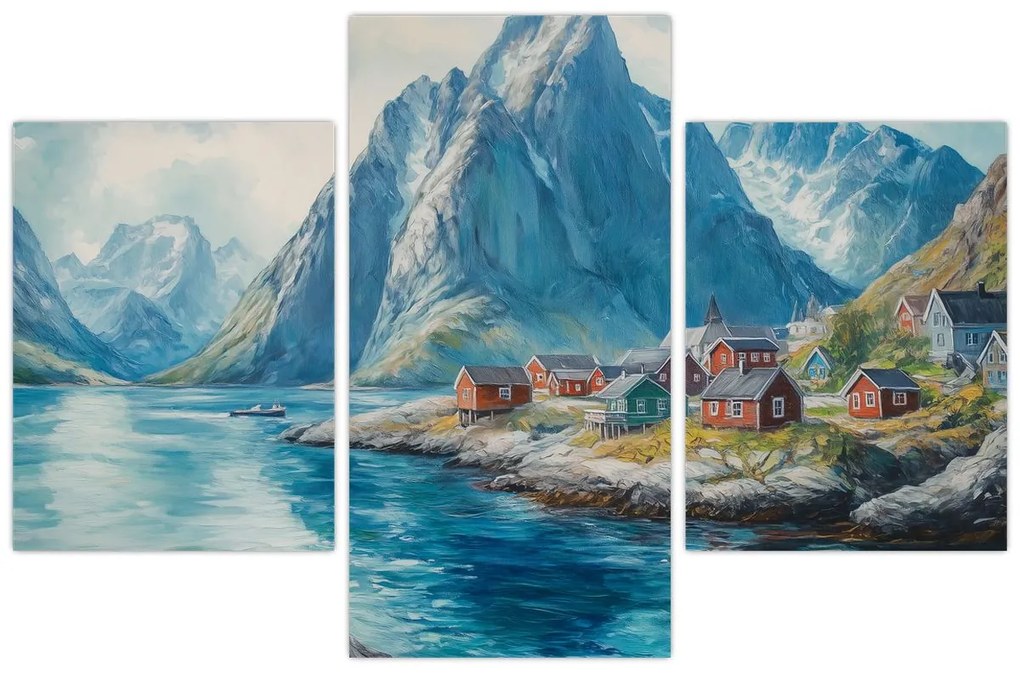 Kép - Norvég falu (90x60 cm)