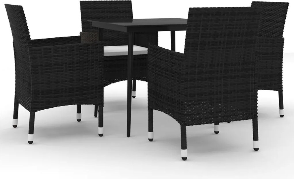 vidaXL 5 részes polyrattan és üveg kerti étkezőgarnitúra párnákkal