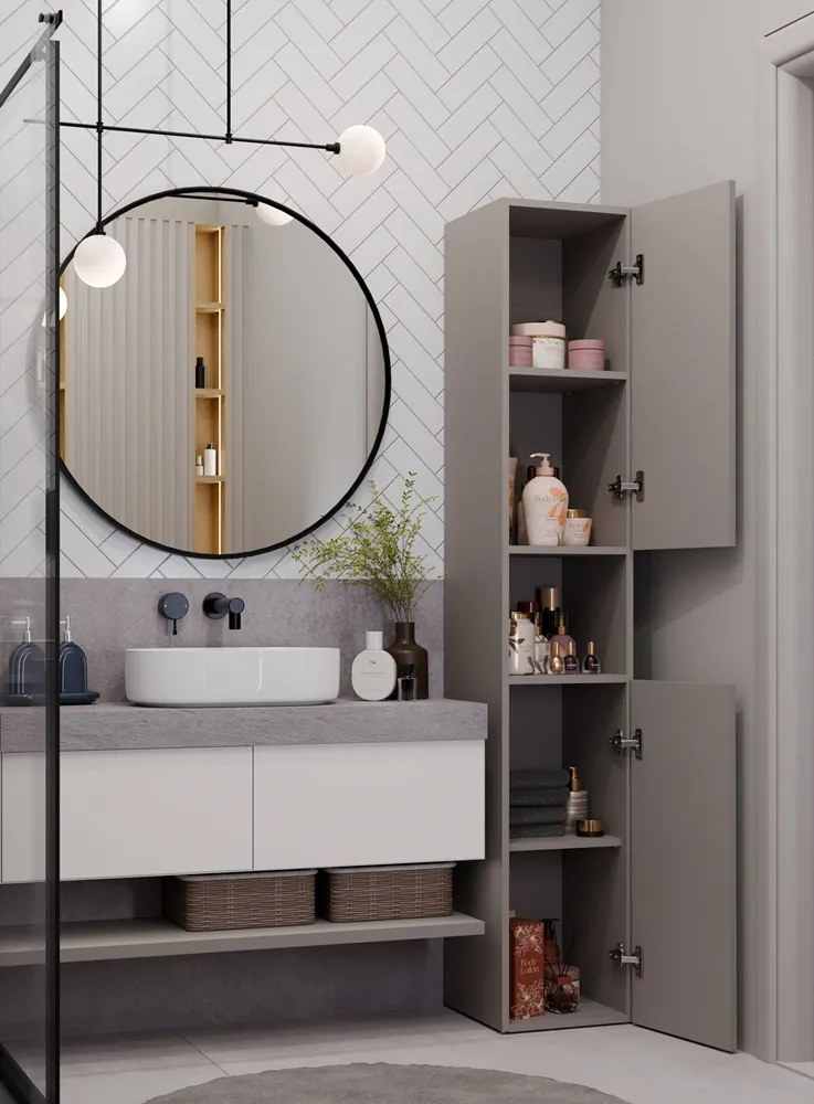 Faenza Nel I fürdőszoba szekrény, 30x31x174 cm, agyag színű