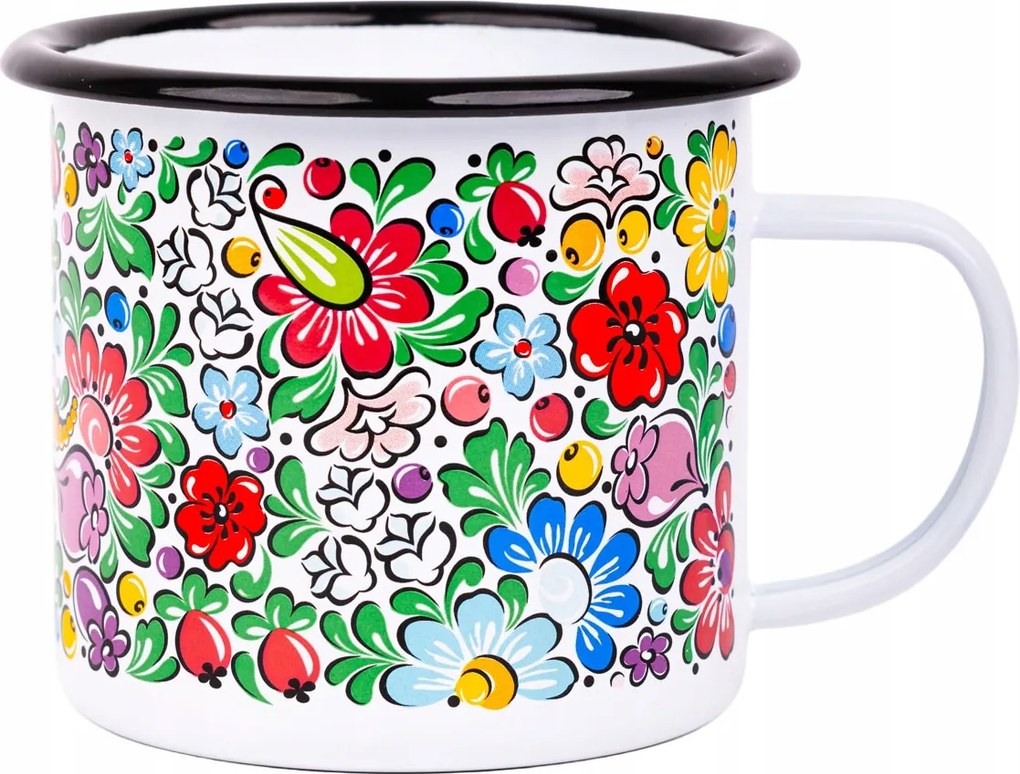 Zománcozott bögre "Janek" Folkstar, opolski mintával, 500 ml