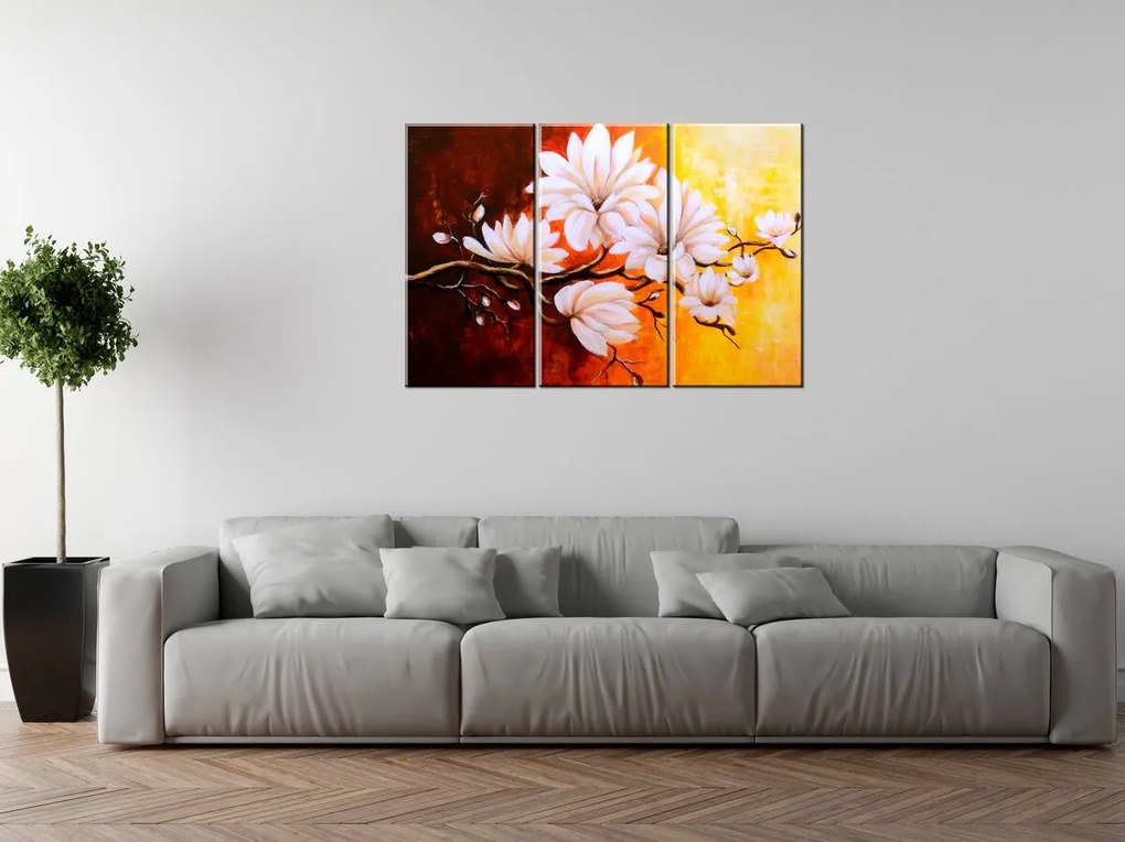 Gario Vászonkép Színes magnóliák - 3 részes Méret: 90 x 70 cm