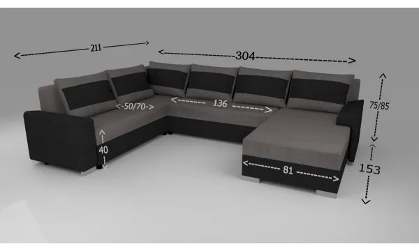 OXFORD barna/taupe kárpitozott, univerzális U-alakú, kihúzható ülőgarnitúra