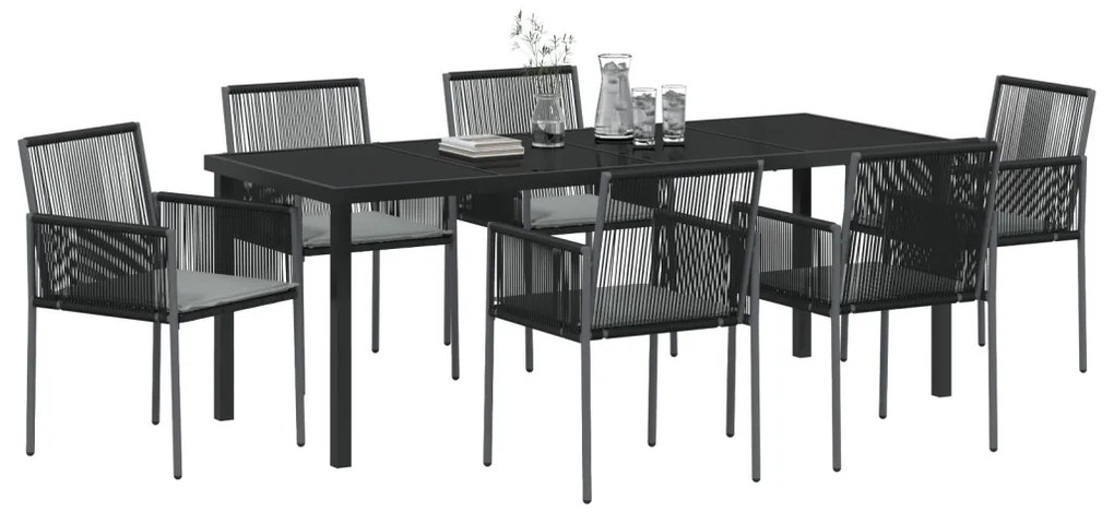 4 darabos szett Fekete Polirattan 54x60.5x83.5 cm Tartós