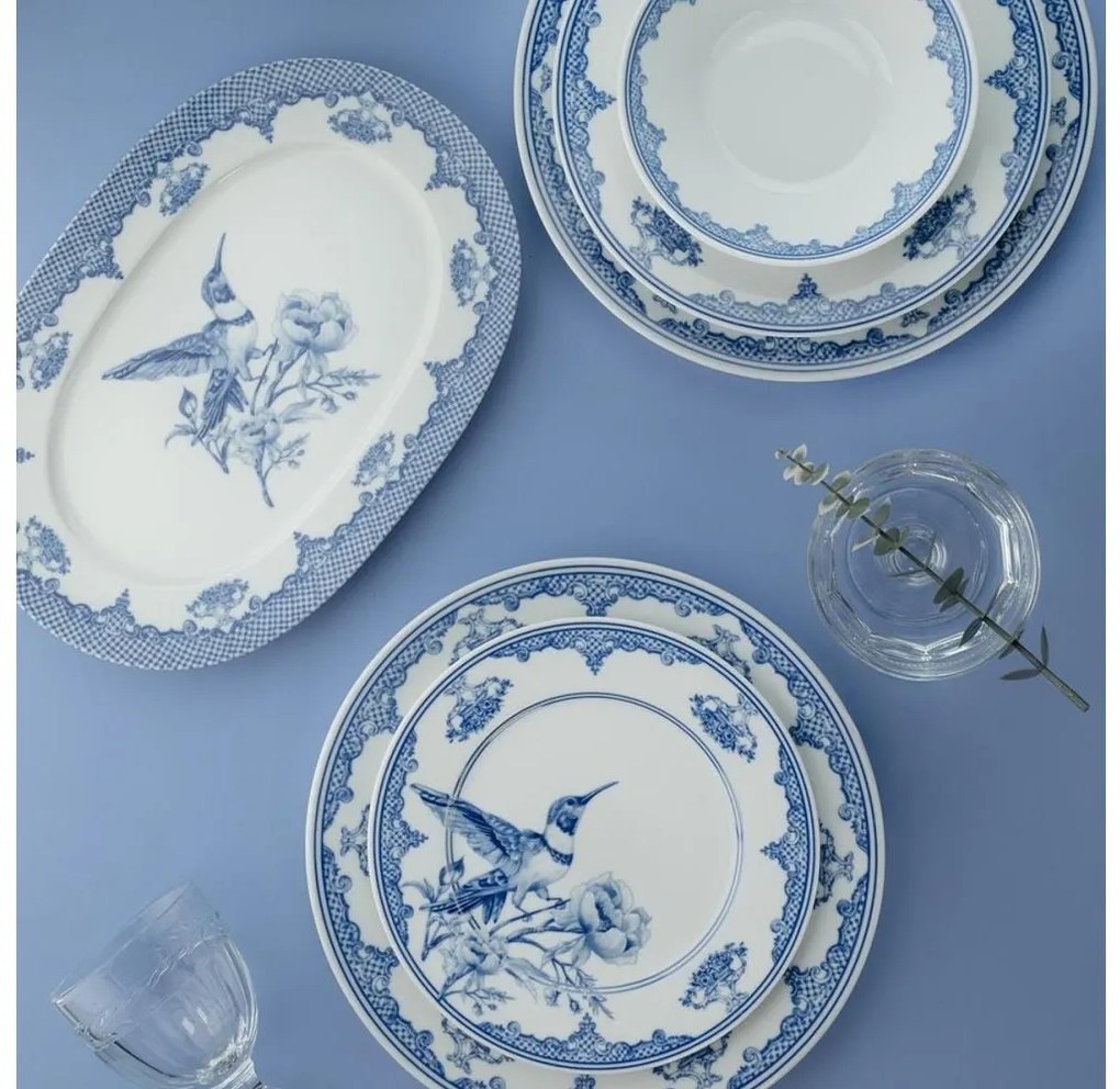 26 részes étkészlet fehér/kék/porcelán