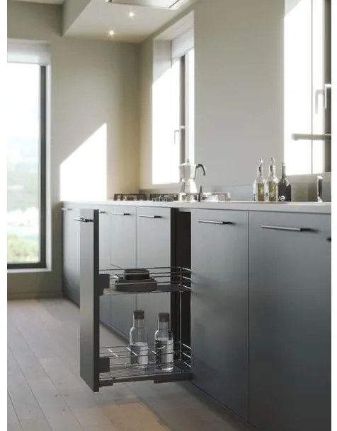 Konyhai fémrács, 450mm, oldalra szerelhető, króm-fehér, teljes kihúzás, csillapított záródás, rejtett fióksín, 2 kosár SIGE, Green Line 004