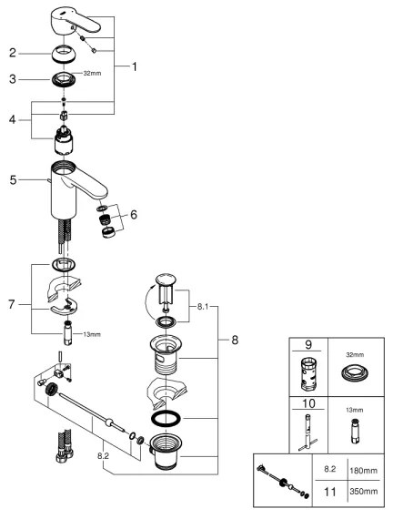 GROHE 3355220E - EUROSTYLE COSMOPOLITAN S méretű mosdócsaptelep, króm