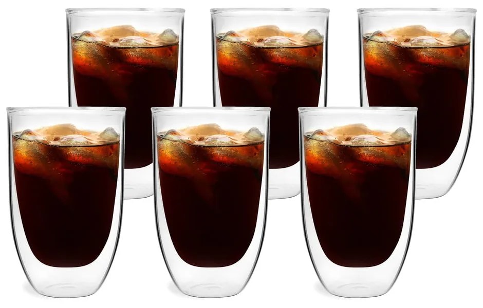 Üveg duplafalú bögre szett lattéhoz 6 db-os 350 ml – Vialli Design