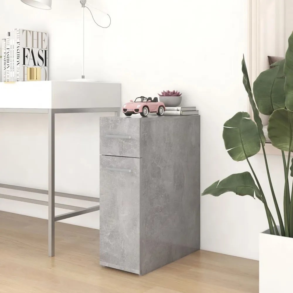 betonszürke szerelt fa patikaszekrény 20 x 45,5 x 60 cm