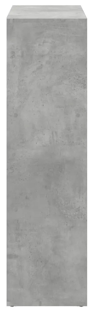betonszürke szerelt fa elválasztó könyvespolc 102x29x103,5 cm