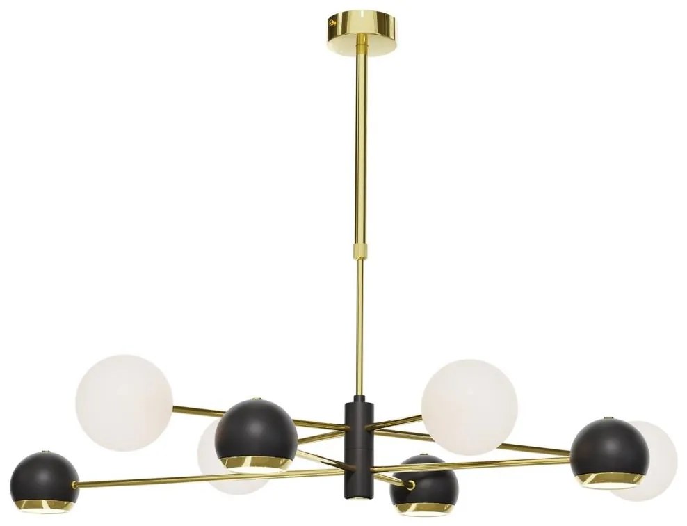 Jupiter 1971 - Csillár rúdon MOKA 4xGU10/10W/230V + 4xG9/10W/230V arany/fekete/fehér