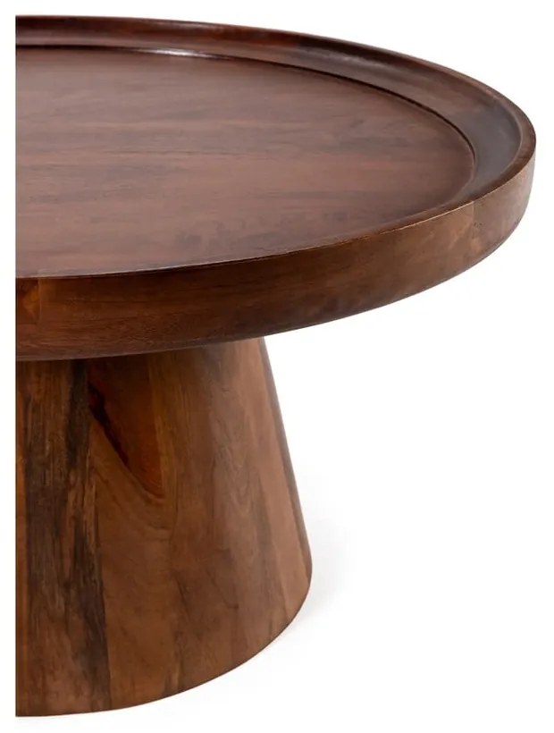 Sötétbarna mangófa kerek dohányzóasztal ø 80 cm Rose – MOME