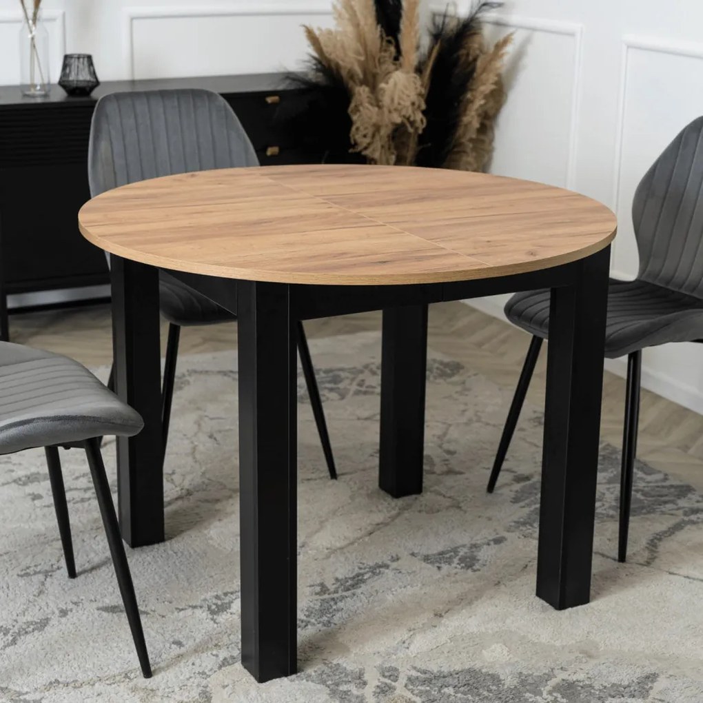 Bővíthető étkezőasztal 102–142 cm Craft tölgy / fekete színkombinációban – HARRY