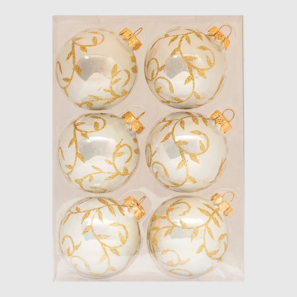 Pasztelkék kézzel festett üveg karácsonyi gömb szett 6*7cm