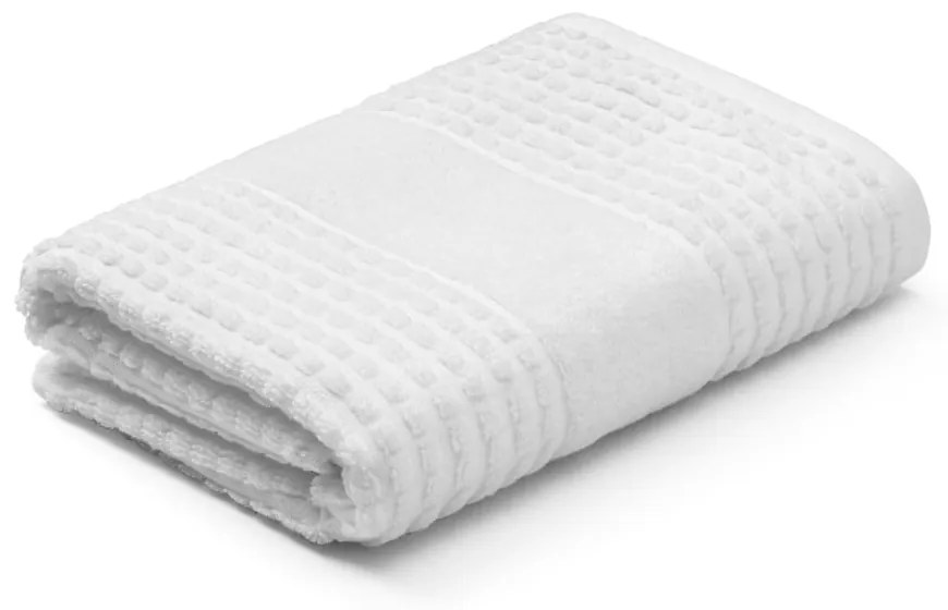 Fehér frottír bio pamut törölköző 50x100 cm Check – JUNA