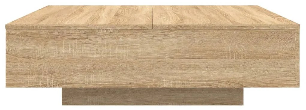 sonoma tölgy színű dohányzóasztal LED-lámpákkal 100x100x31 cm
