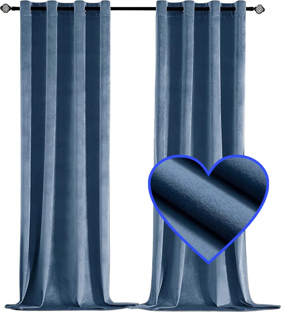 Glamour Függöny 140x250 cm Velúr Puha Velvet Kék