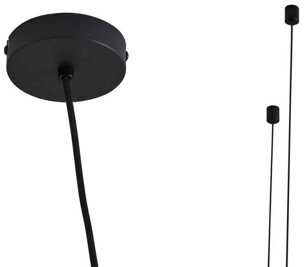 Modern fekete függőlámpa füstüveggel, 5 égős - Hybrid