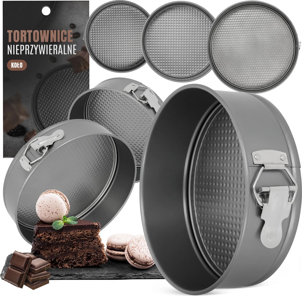 3x Tortaforma Kerek Téglalap Alakú Tepsi Torta Sütőforma Britfann L0