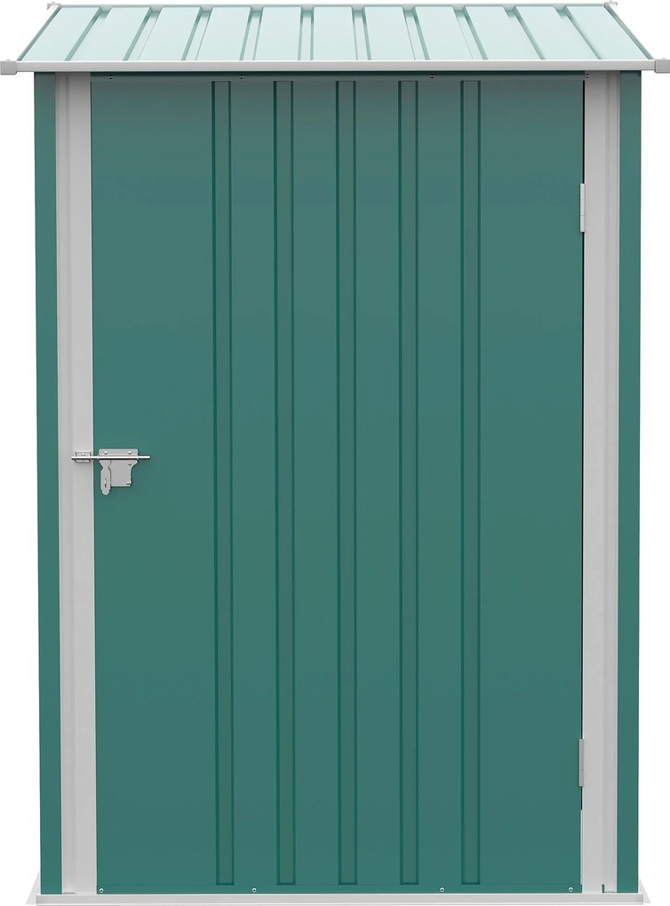 Outsunny Kerti Tároló Szerkezet 0.92 m² 100x103x160 cm Zöld Fém Kerti Sátor 1 Ajtóval és Zárva Az Eszközök Tárolására | Aosom