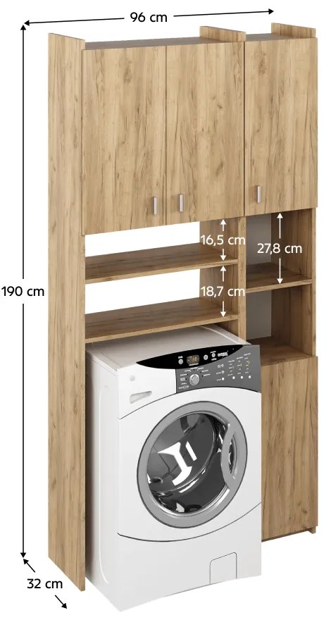 MIRALI szekrény mosógép fölé, artisan tölgy