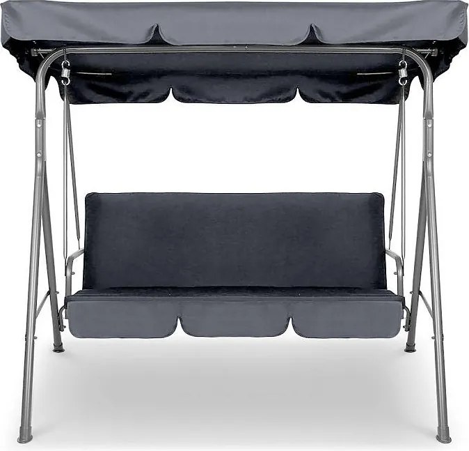 Procart Kerti hintaágy, 3 ülőhely, fém váz, állítható tető, 170x110x153 cm, szürke