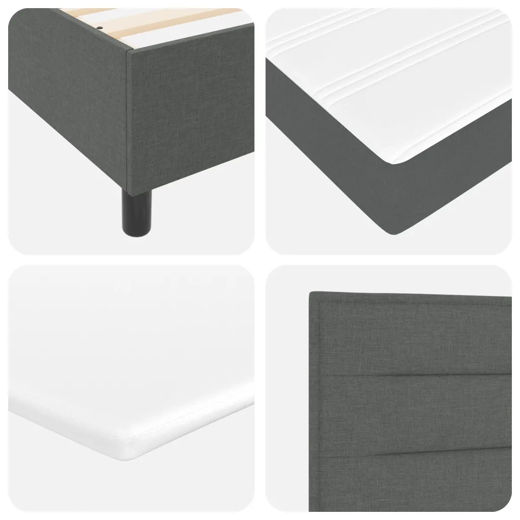Boxspring Ágy Matrac Kárpitozott Szürke színben, 90x190 cm