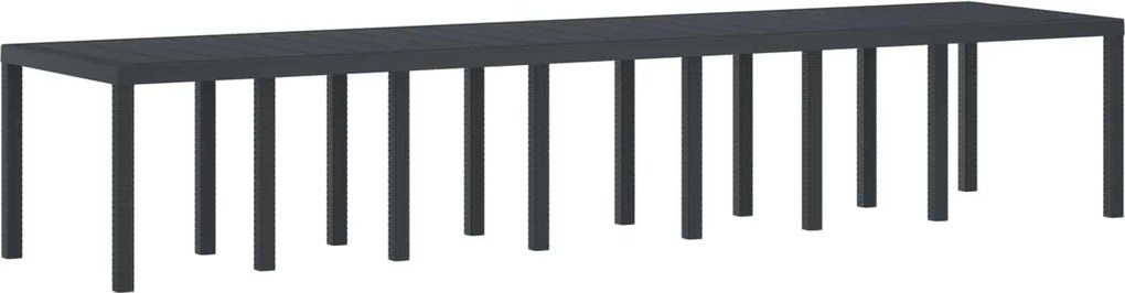 vidaXL Kerti Asztal Antracit 400 x 100 x 73 cm polirattan