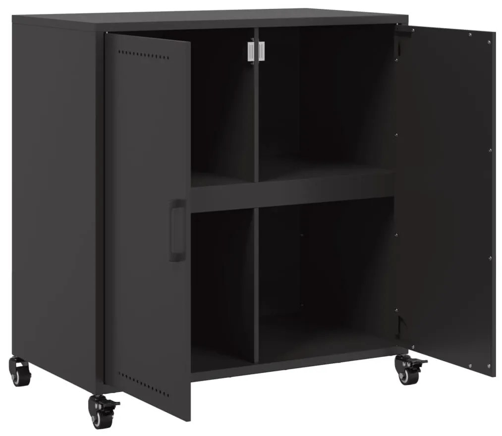 fekete acél tálalószekrény 68x39x72 cm