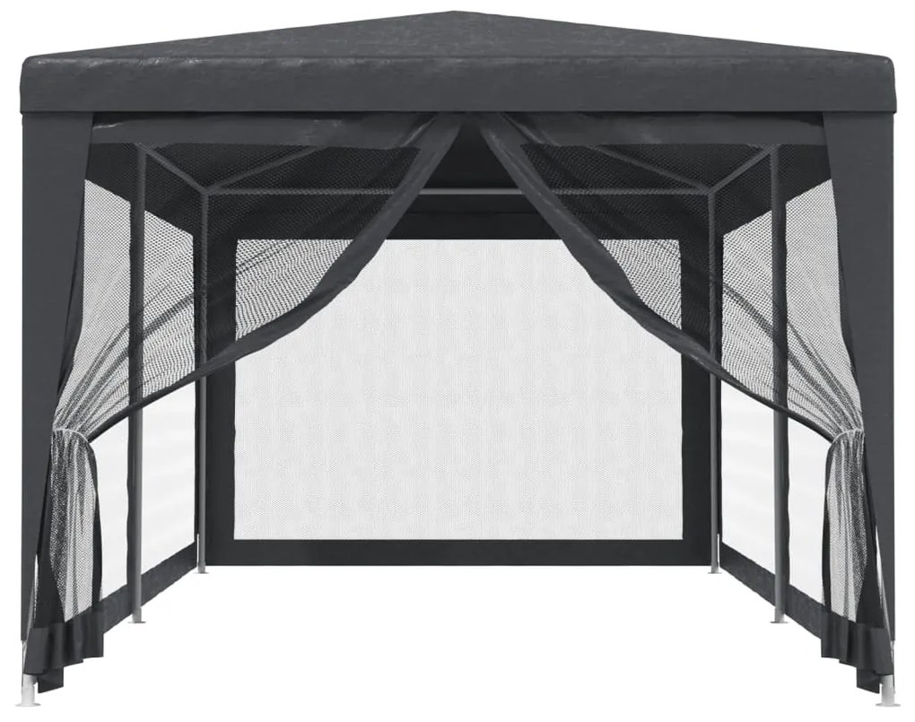 antracitszürke HDPE rendezvénysátor 6 hálós oldalfallal 3x6 m