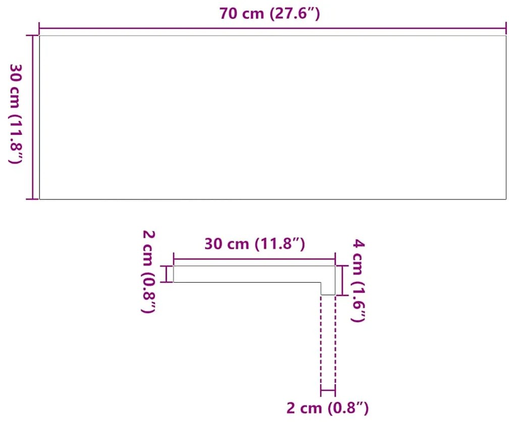 ablakpárkányok 2 db sötétbarna 70x30x2 cm tömör fa tölgyfa