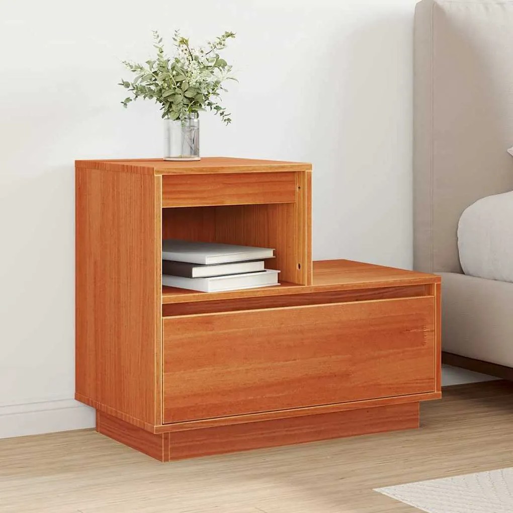 Éjjeliszekrény 2 pcs Viaszbarna 60 x 34 x 51 cm Tömör fenyőfa