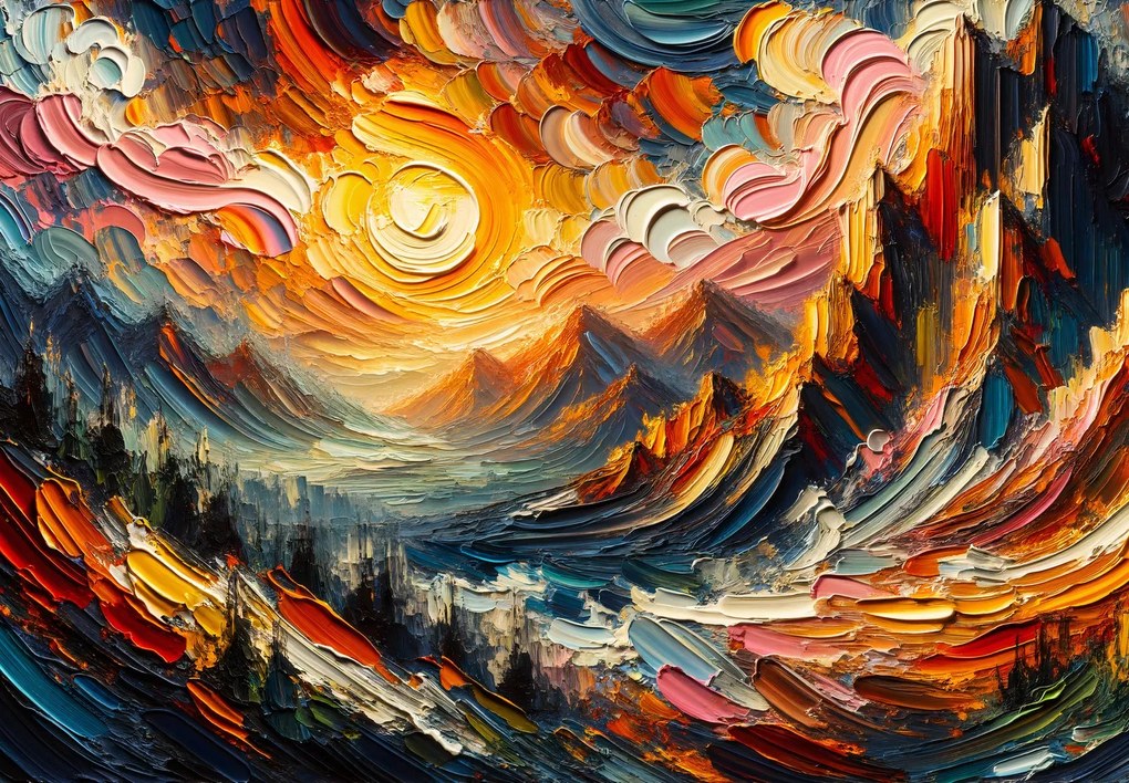 Fotótapéta - Napfényben fürdő hegyek (147x102 cm)