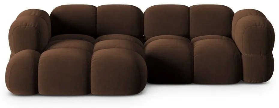 Sötétbarna bársony sarokkanapé (bal oldali-heverő résszel) Loretto – Cosmopolitan Design