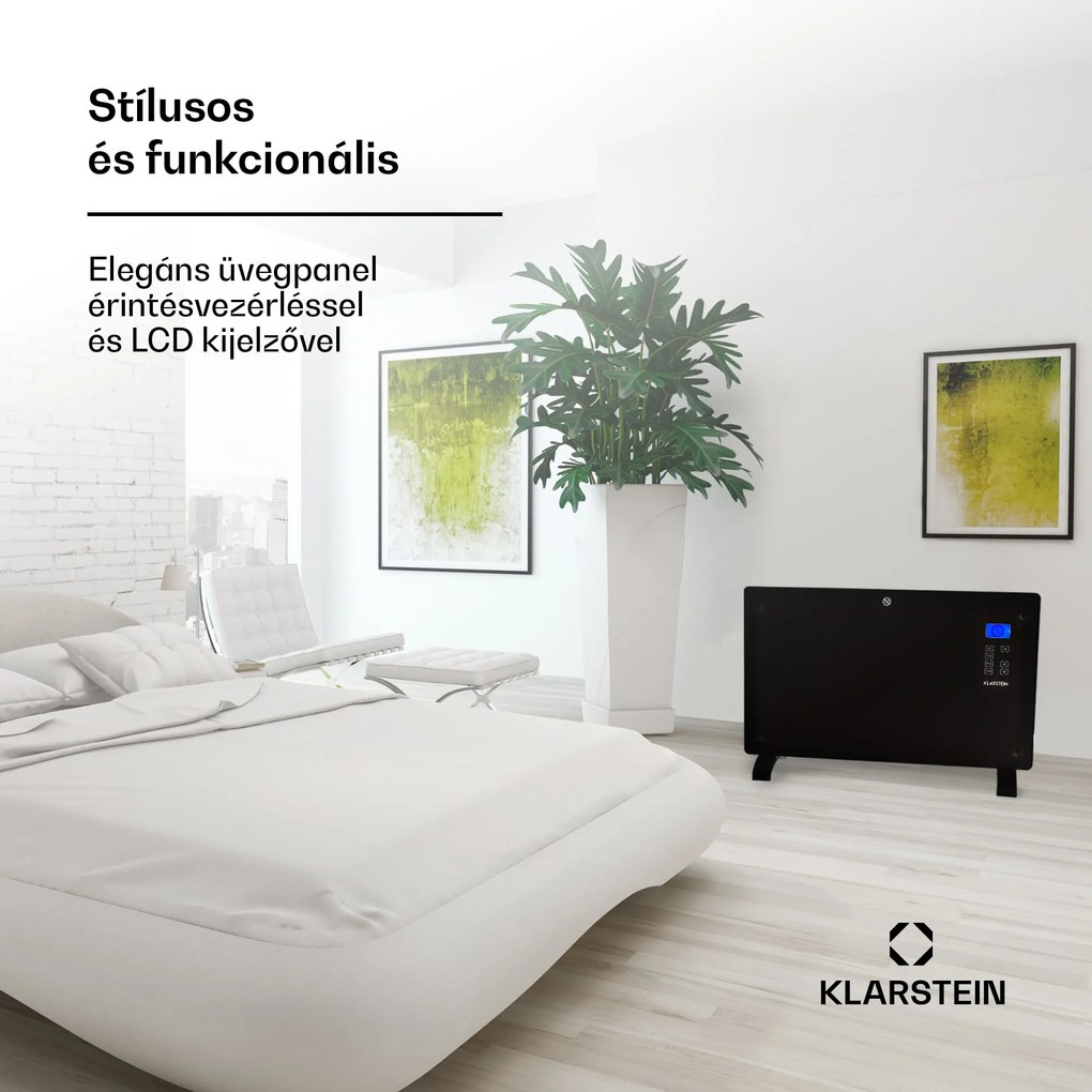 Klarstein Norderney, konvektor, 2000 W termosztát, időzítő, 30 m², fekete