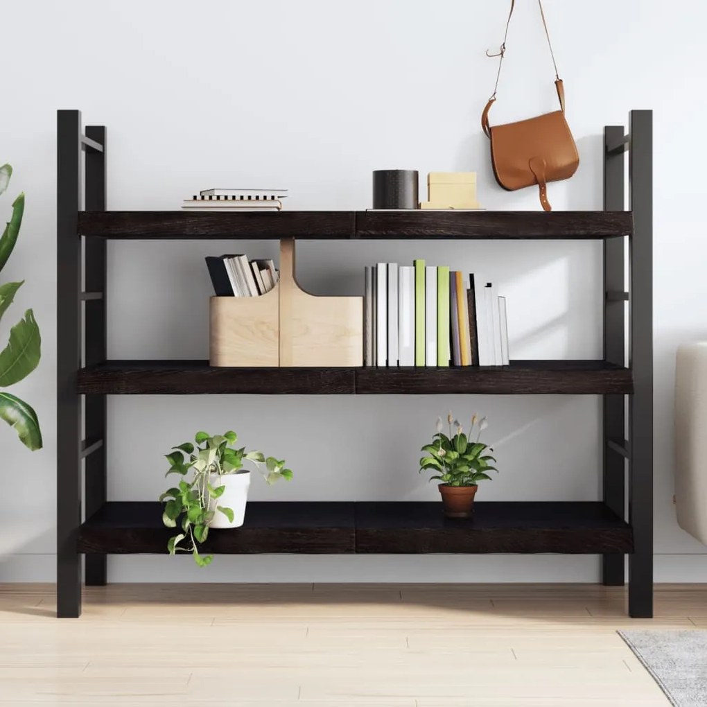 sötétbarna kezelt tömör tölgyfa fali polc 140 x 60 x (2-6) cm