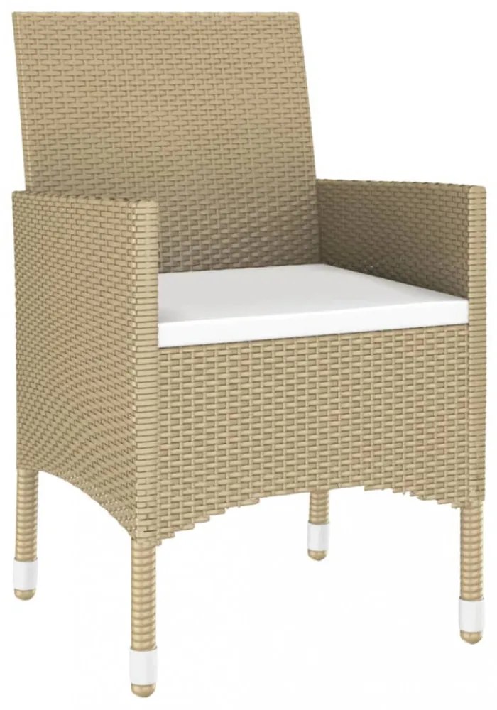 3 részes bézs kerti polyrattan étkezőgarnitúra