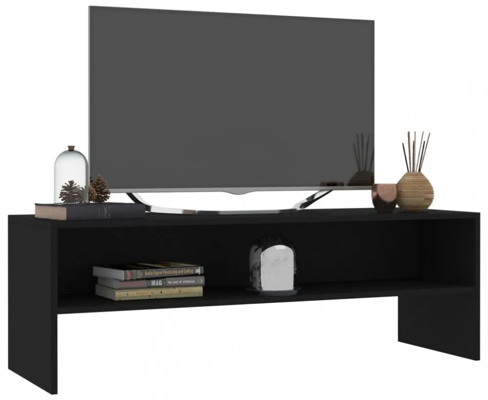 fekete szerelt fa TV-szekrény 120 x 40 x 40 cm