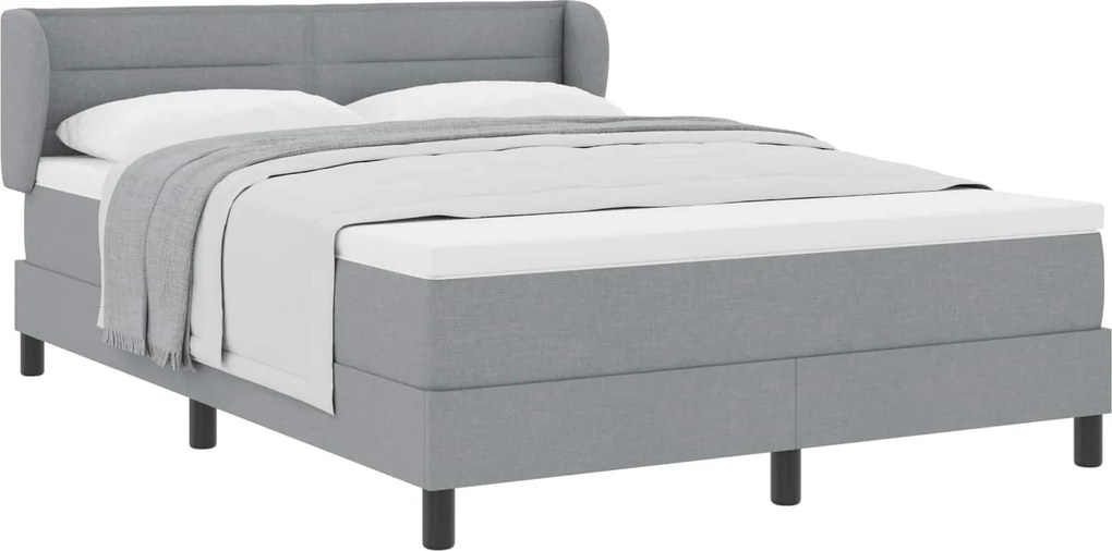 vidaXL Boxrugós ágy matracmal Világosszürke 140 x 190 cm szövet