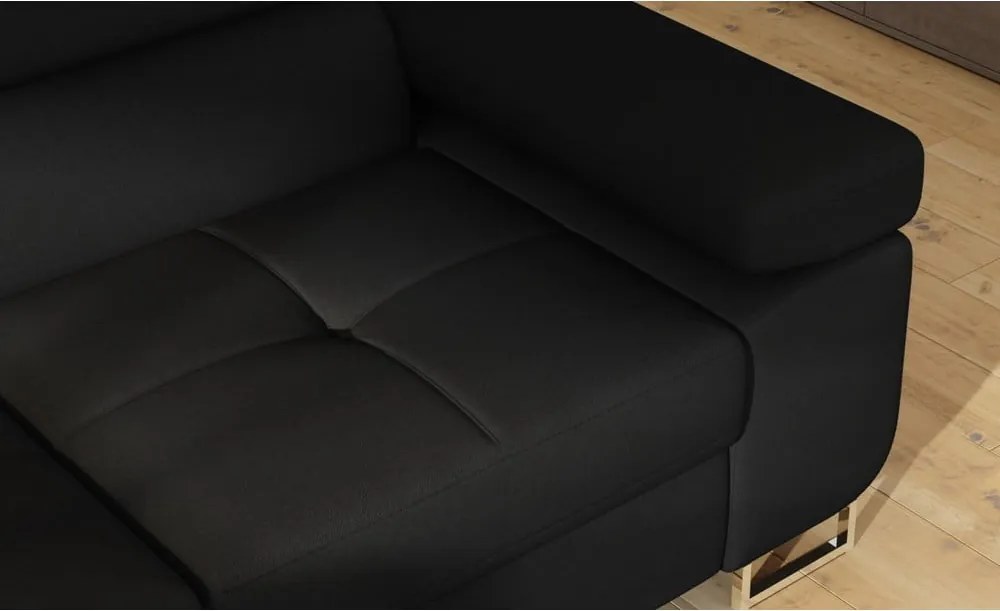 Fekete kinyitható-tárolóhelyes sarokkanapé (bal oldali-L alakú) Anton – ELTAP