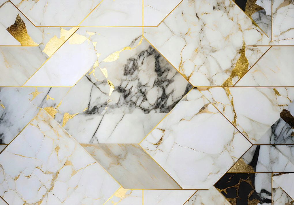 Fotótapéta márvány tömbök arany kő 208 x 146