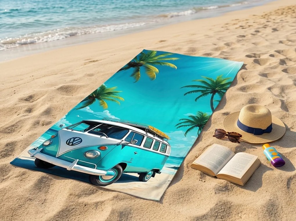 Gyorsan száradó strandfürdőlepedő BREEZIO türkizkék 70 x 140 cm, 100% mikroszál